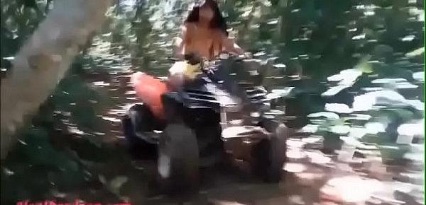  Thai teen heather goes atving in paradise and gets huge throatpie in quad